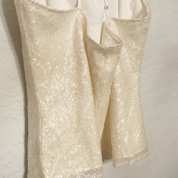 Amanda Uprichard | Kimball Cream Cowl Neck Sequin Top | L - Picture 10 of 15